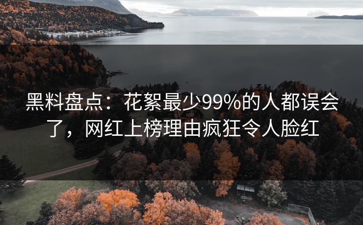黑料盘点：花絮最少99%的人都误会了，网红上榜理由疯狂令人脸红