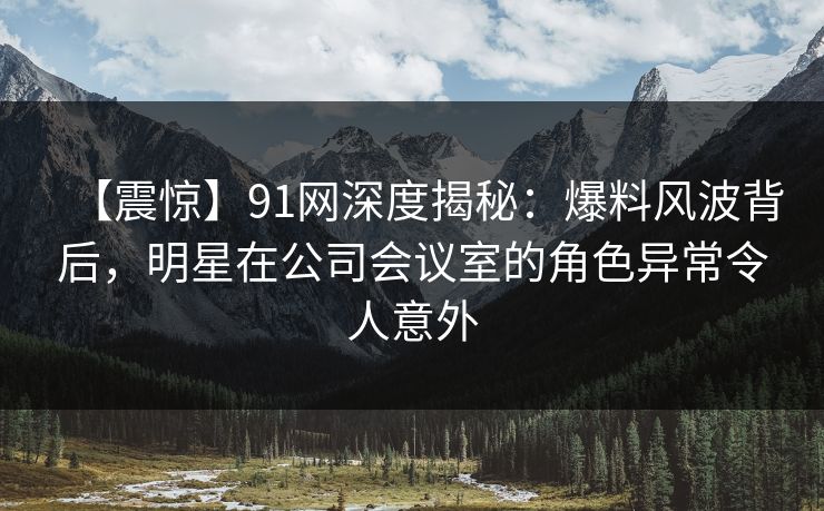 【震惊】91网深度揭秘：爆料风波背后，明星在公司会议室的角色异常令人意外